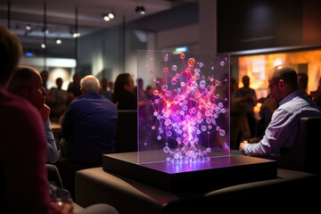 A quantum consciousness symposium discussing the latest research on the subject. Generative Ai.