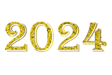 2024 luxurious Golden PNG transparent background, high quality picture.