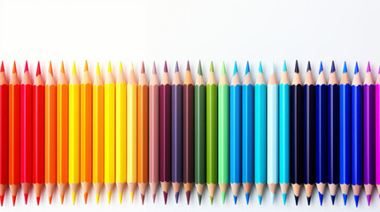 A vibrant assortment of colored pencils neatly arranged in a straight line