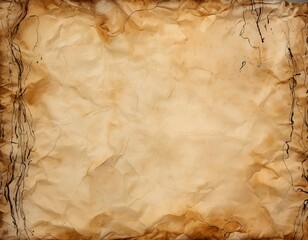 A backdrop of crinkled, antique parchment paper with ink stains
