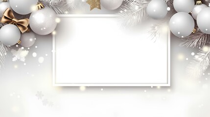 Fototapeta na wymiar christmas background with a white frame and christmas decorations
