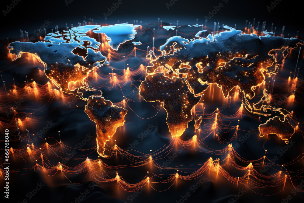 Poster a map of global migration patterns, emphasizing the complexity of this phenomenon and its diverse ca