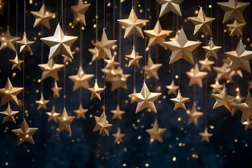 Foto op Canvas Festlicher Hintergrund mit goldenen Sternen © Daniela Stärk