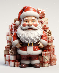 Obraz premium a 3d santa Claus with some gift boxs on transparent white background