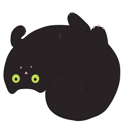 Cute Funny Halloween Black Cat Cartoon Character Laying on Back for Age Appropriate Kid Friendly Halloween Decorations Not Scary