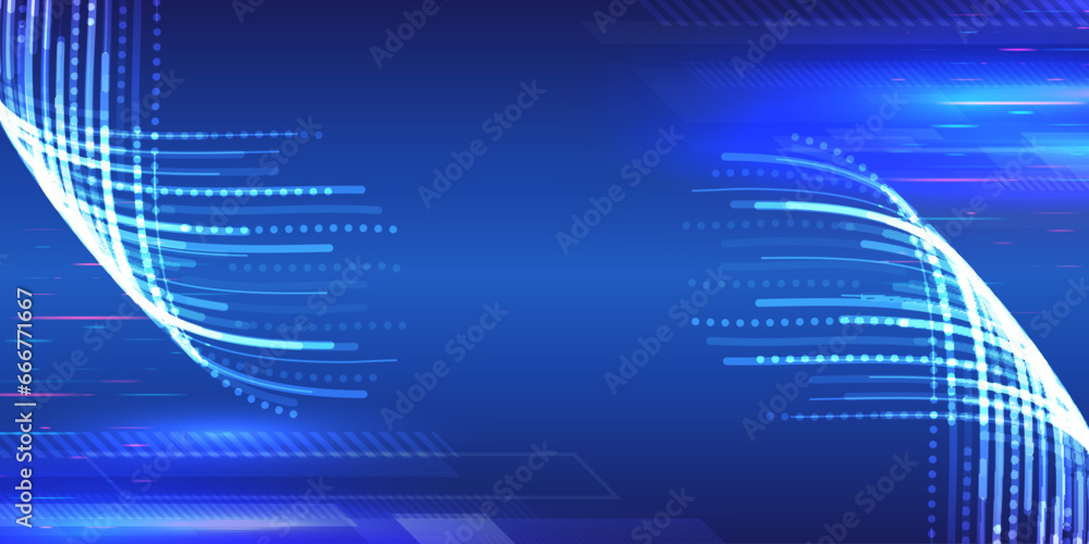 Leinwandbilder Abstract background with glowing dynamic lines. Futuristic red-blue stripes with arrows. Modern high-tech background for presentations and websites. Shiny moving design element.