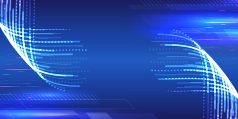 Abstract background with glowing dynamic lines. Futuristic red-blue stripes with arrows. Modern high-tech background for presentations and websites. Shiny moving design element.