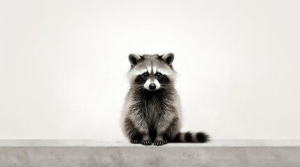  a raccoon sitting on a ledge looking at the camera.  generative ai