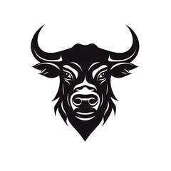 Black and White Bull's Head