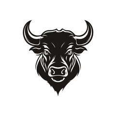 Black and White Bull's Head