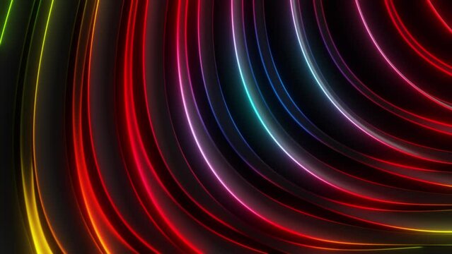 This stock motion graphic  video of Rainbow Waves Background  with gentle overlapping curves on seamless loops.