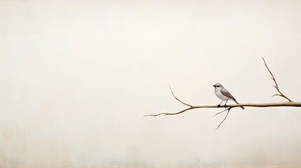  a bird sitting on top of a tree branch in the fog.  generative ai