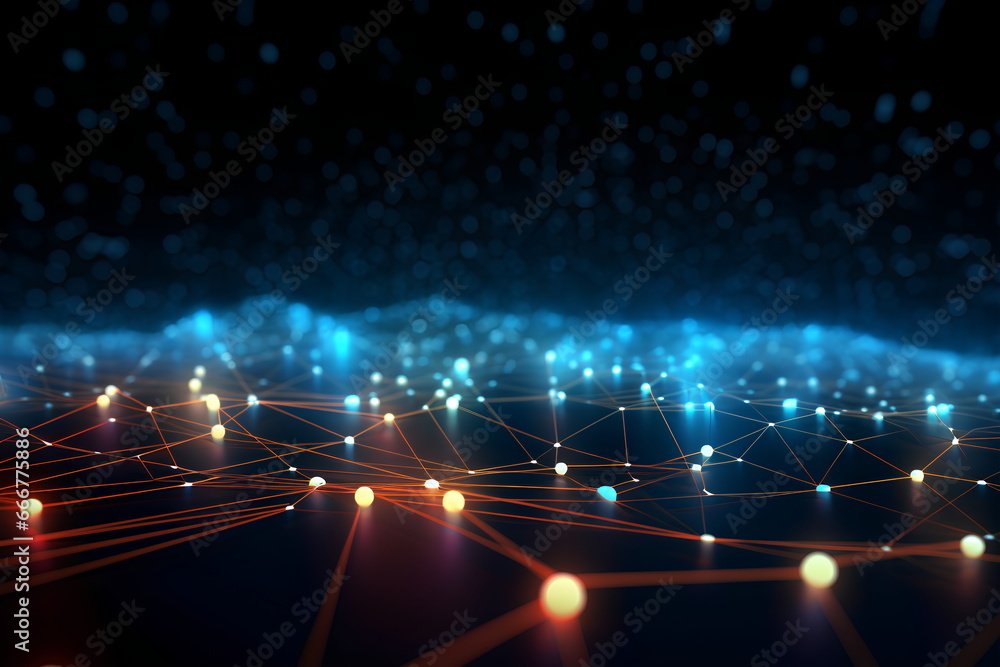 Poster abstract digital connection dots and lines background for technology, artificial intelligence, scien