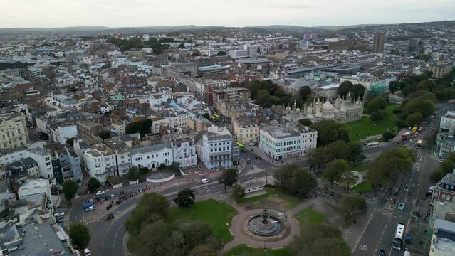 Flying over The Old Steine Gardens in Brighton