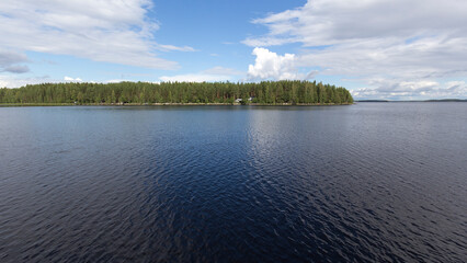 Landscape of lake region during summer