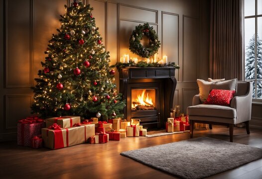 Tannenbaum mit Geschenken - Design f&uuml;r Weihnachtskarten und mehr