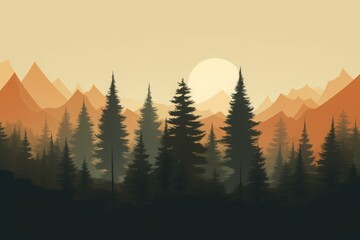 Minimalist abstract forest digital art, ideal for modern interiors and web designs.