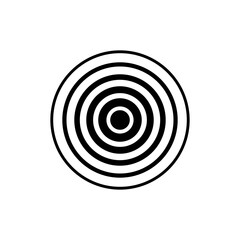 Circle wave. Sound icon. Black effect pulse isolated on white background. Signal radar. Pattern sonar. Vibration line design. Radial rays. Round ripple logo. Sonic waves. Vector illustration