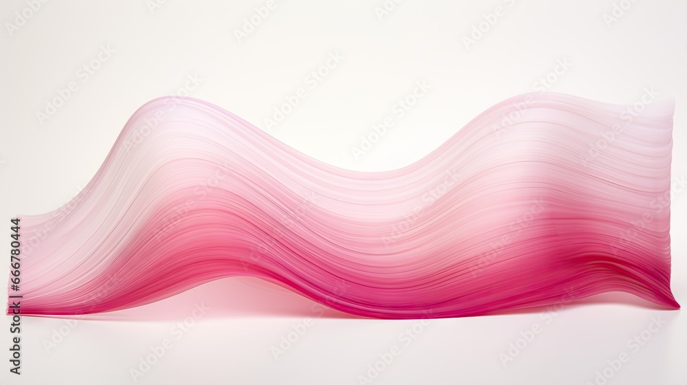 Poster a pink wavy wave on a white background with a light reflection. generative ai
