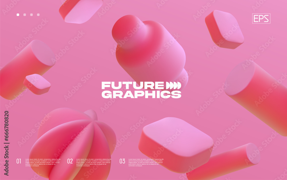 Poster 3d background with gradient geometric shapes. eps10 vector.