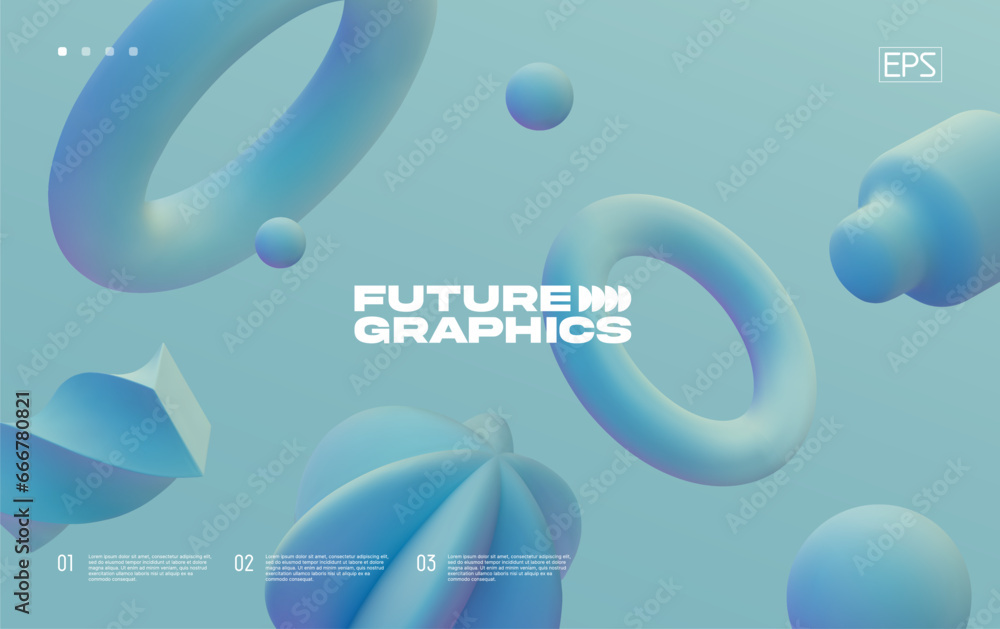 Poster 3d background with gradient geometric shapes. eps10 vector.