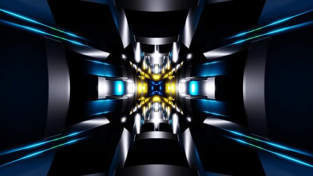 endless cyber tunnel with light reflection vj loop. High quality 4k footage