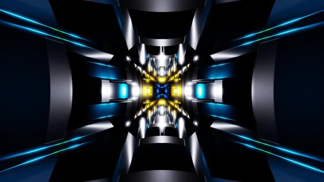 endless cyber tunnel with light reflection vj loop. High quality 4k footage