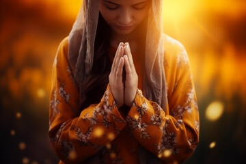 woman pray for god blessing to wishing have a better life, woman hands