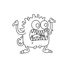 Monster funny character hand draw cartoon style