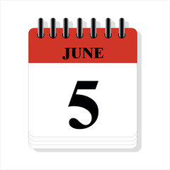 June 5 calendar date design