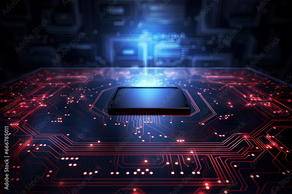 Poster Abstract Blockchain Sci-Fi Circular Dial HUD Tech Concept Background with High Tech Speed Connection