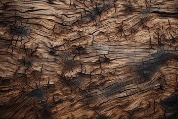 A detailed shot of the rough, textured tree bark, highlighting its organic patterns