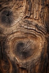 An intimate perspective on the natural patterns found in the rough, textured bark of a tree