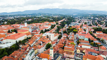 Fototapeta na wymiar Zagreb, old city, aerial view, Croatia