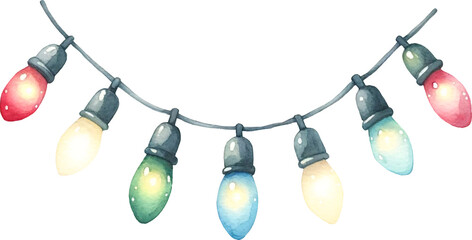 Christmas tree lights illustration created with Generative AI technology