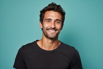 Fototapeta premium Happy Fictional Handsome Man Smiling Portrait. Isolated. Generative AI.