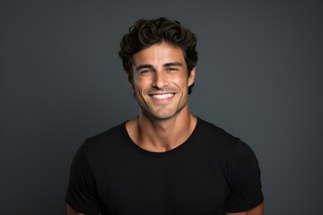 Fototapeta premium Happy Fictional Handsome Man Smiling Portrait. Isolated. Generative AI.