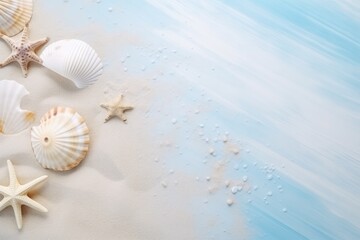 Sea shells on sand, summer vacation