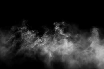 Smoke or fog clouds on black background