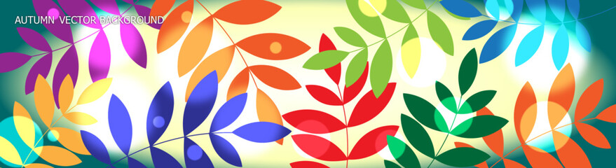 Autumn Vector Background with Leaves and Branches. Abstract Colorful Pattern.
