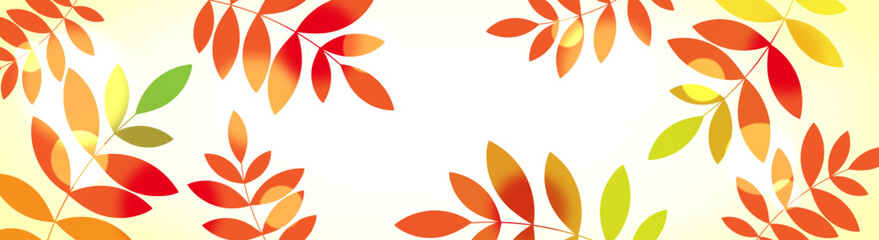 Fototapeta na wymiar Autumn Vector Background with Leaves and Branches. Abstract Colorful Pattern.