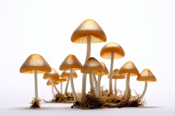 Isolated mushrooms on white background. Generative AI