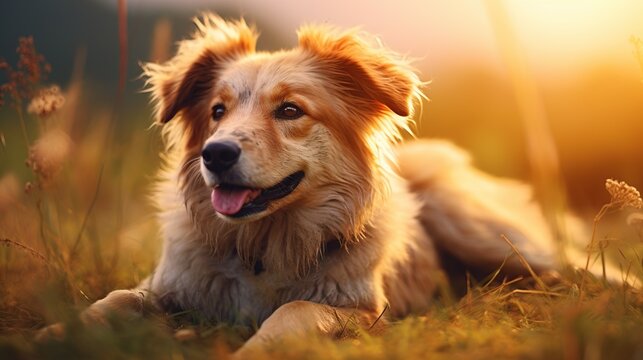 Portrait dog pet animal isolated nature background. AI generated image