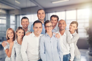 Group of smart young businesspeople in an office, AI generated image