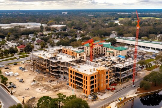 Bird's-eye view of Cranes Roost in Altamonte Springs, FL. March 6, 2022. Generative AI