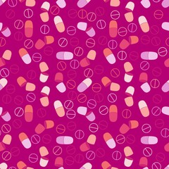 Medicine pills seamless doctors care pattern for wrapping paper and linens and fabrics and medicaments packaging