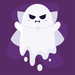 Isolated halloween ghost with vampire costume Vector