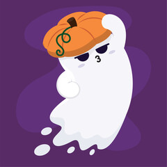 Isolated halloween ghost with pumpkin costume Vector