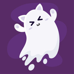 Isolated halloween ghost with cat costume Vector