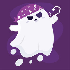 Isolated halloween ghost with a pirate costume Vector